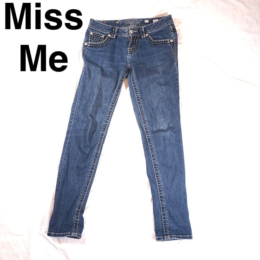 Miss Me Jeans Size 27 Mid Rise Skinny Jeweled Y2K